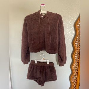 Forever 21 Sherpa Sweater/Shorts Set